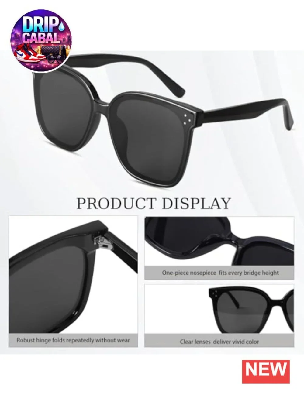 Oversized Square Sunglasses Vintage UV400 Protection PC Frame 3 Pack